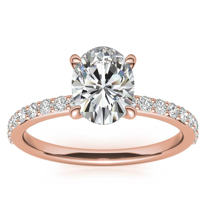 1.8mm Oval Moissanite Engagement Ring with Claw Prong