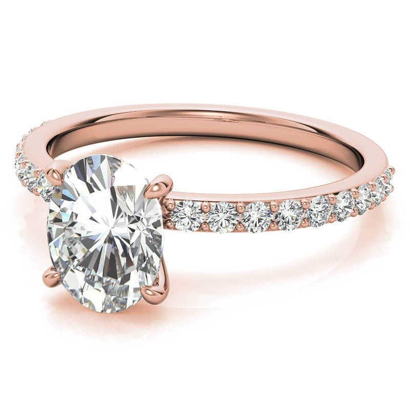 1.8mm Oval Moissanite Engagement Ring with Claw Prong