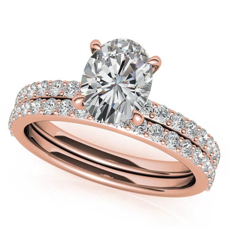 1.8mm Oval Moissanite Engagement Ring with Claw Prong