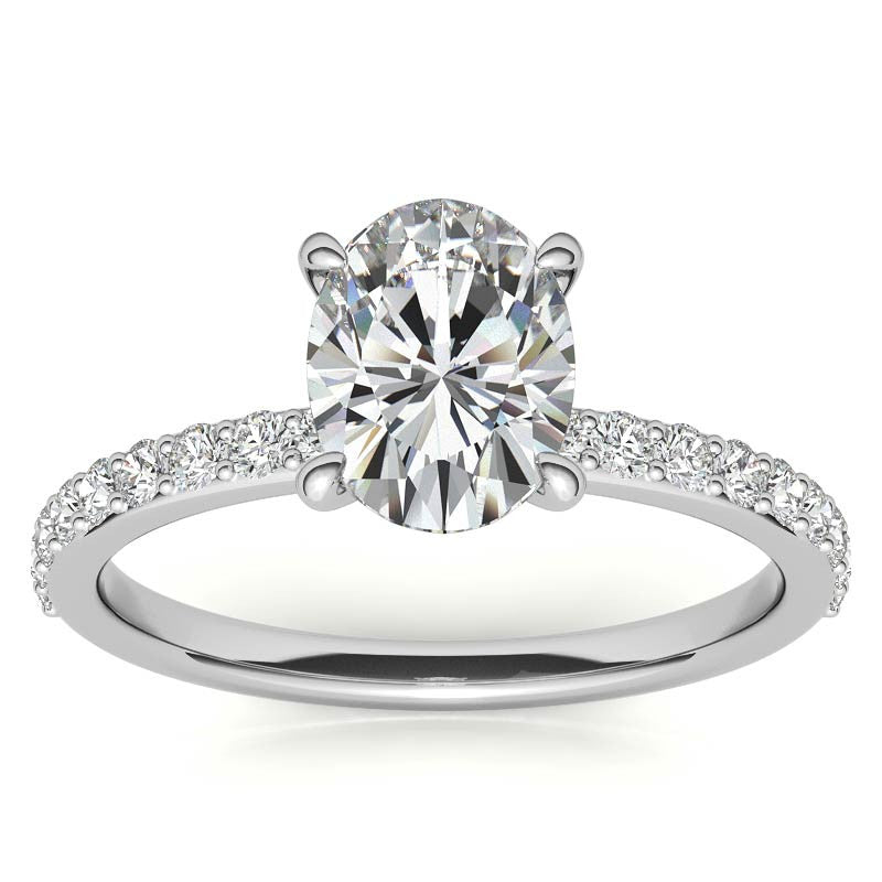 1.8mm Oval Moissanite Engagement Ring with Claw Prong