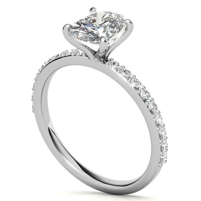 1.8mm Oval Moissanite Engagement Ring with Claw Prong