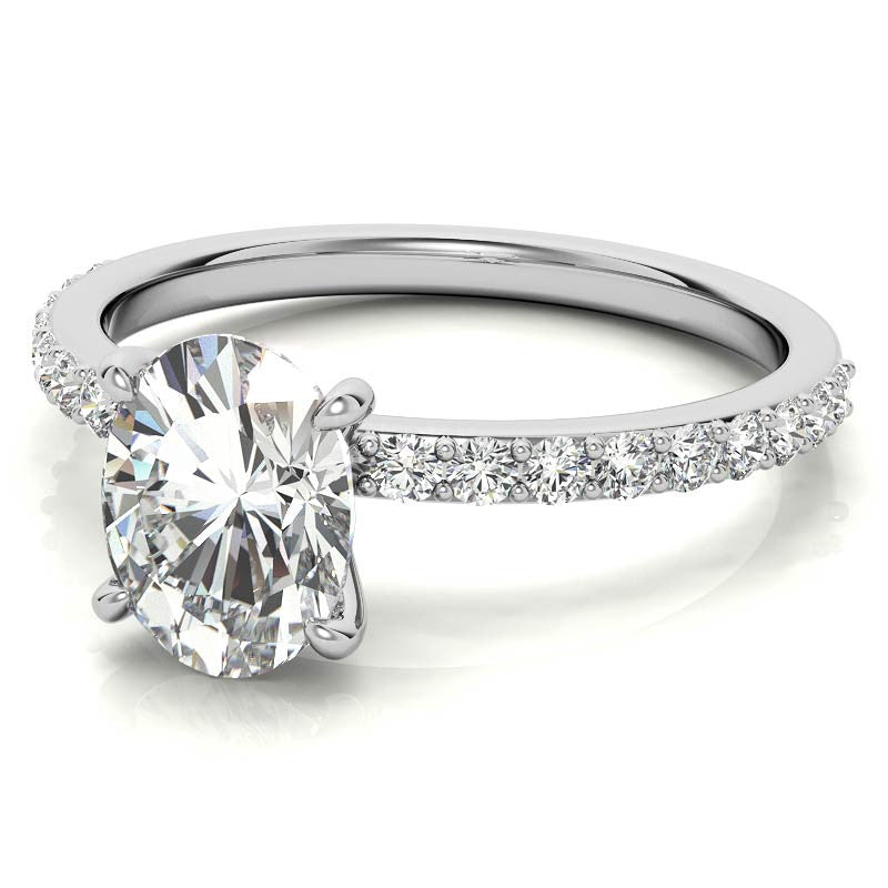 1.8mm Oval Moissanite Engagement Ring with Claw Prong