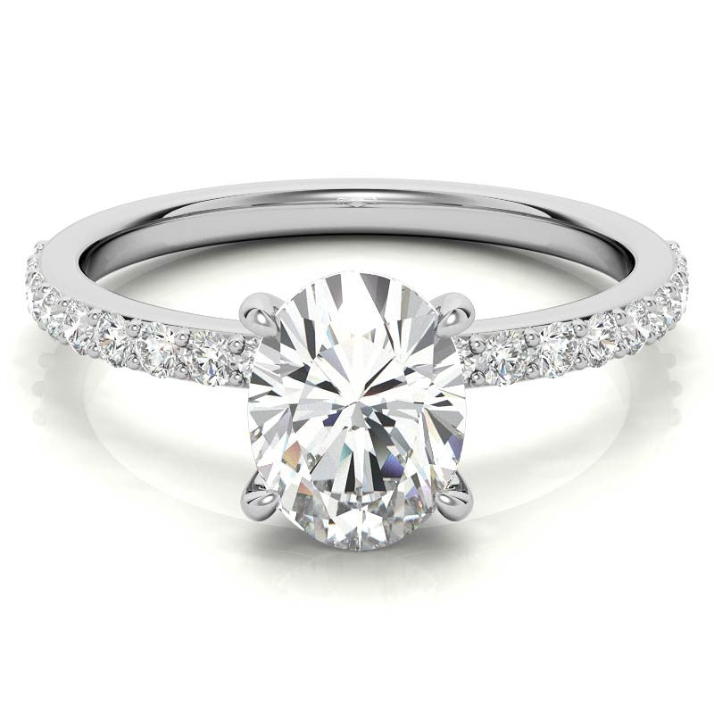 1.8mm Oval Moissanite Engagement Ring with Claw Prong