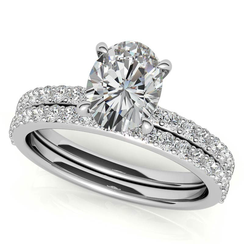 1.8mm Oval Moissanite Engagement Ring with Claw Prong