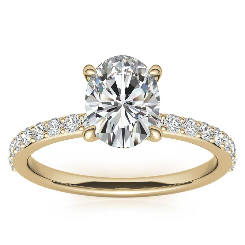 1.8mm Oval Moissanite Engagement Ring with Claw Prong