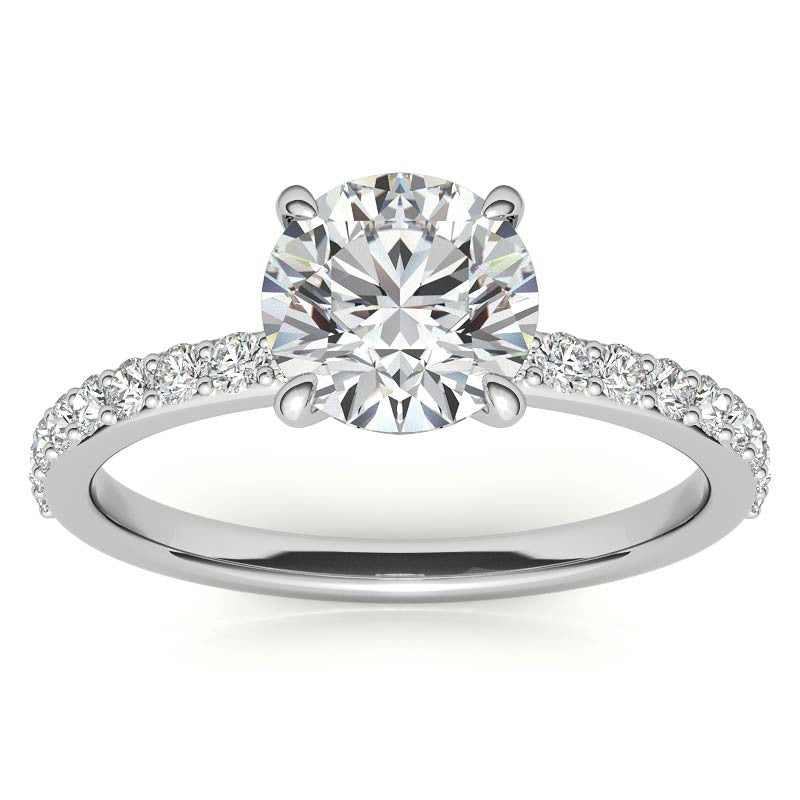 1.8mm Round Brilliant Moissanite Engagement Ring with Claw Prongs