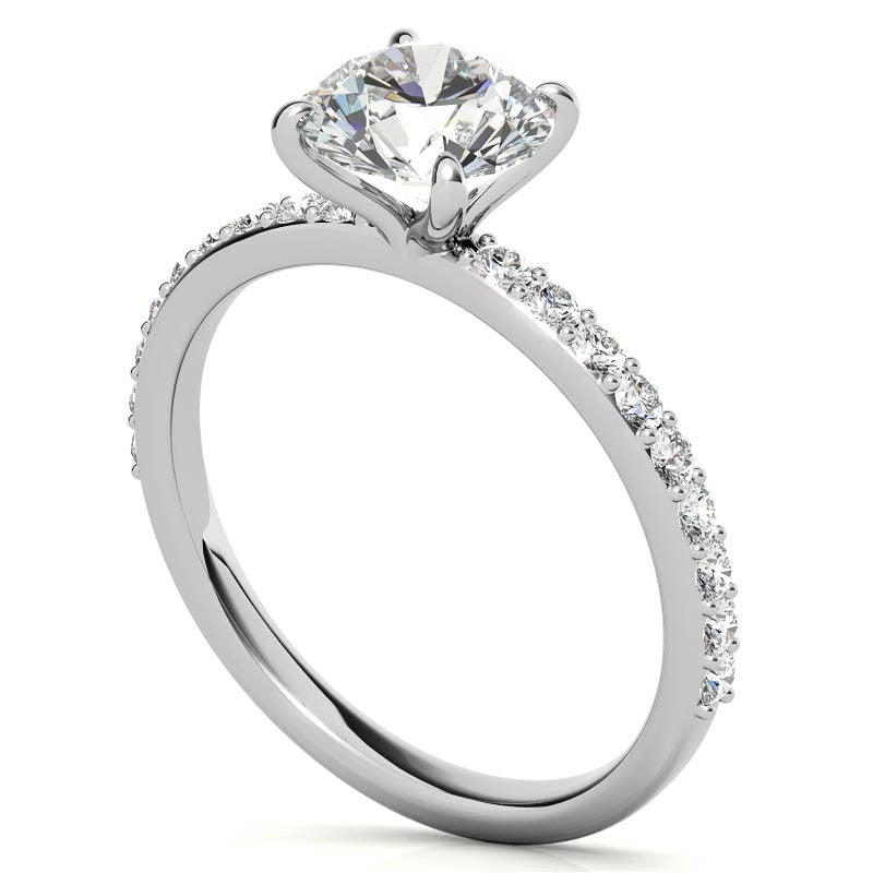 1.8mm Round Brilliant Moissanite Engagement Ring with Claw Prongs