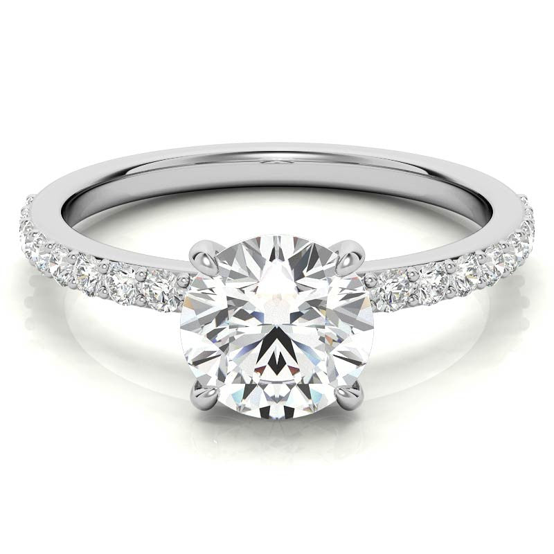 1.8mm Round Brilliant Moissanite Engagement Ring with Claw Prongs