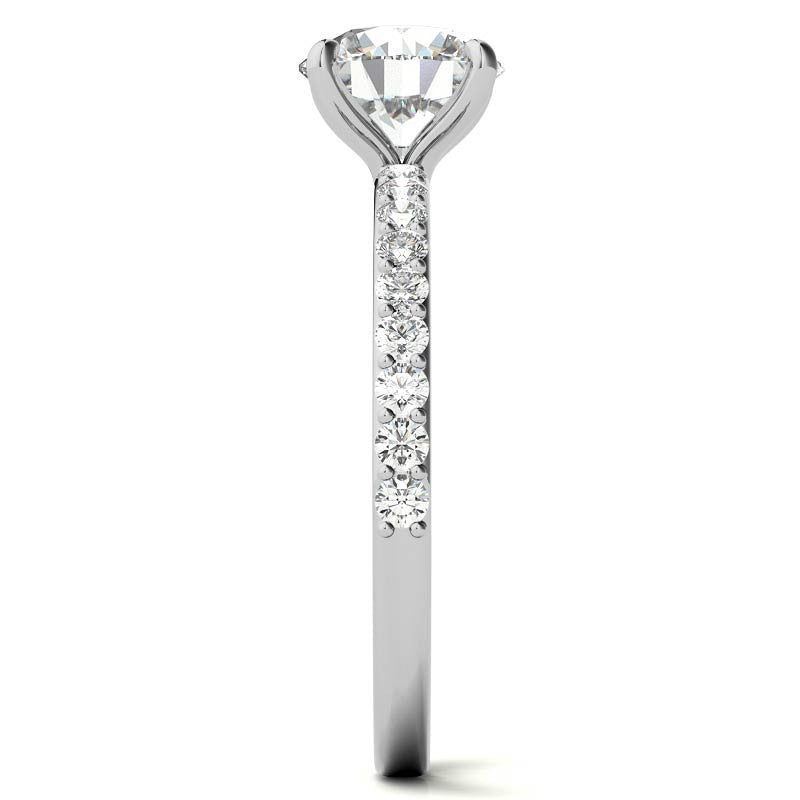 1.8mm Round Brilliant Moissanite Engagement Ring with Claw Prongs