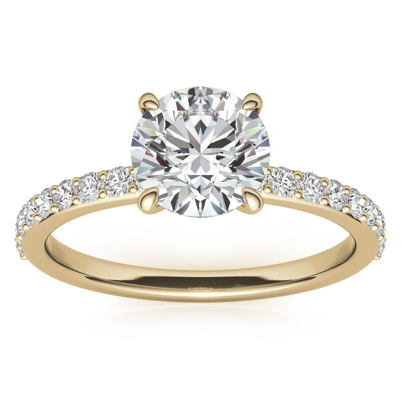 1.8mm Round Brilliant Moissanite Engagement Ring with Claw Prongs