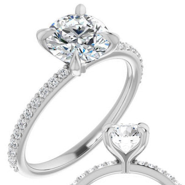Round Brilliant Moissanite Engagement Ring with Claw Prongs