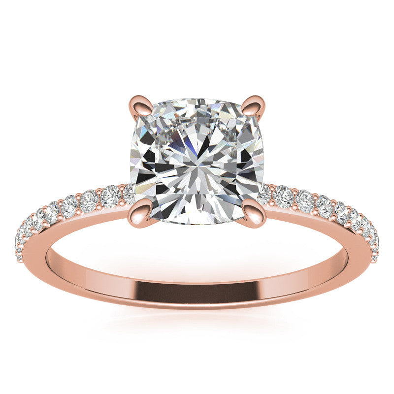 Cushion Moissanite Engagement Ring with Claw Prongs