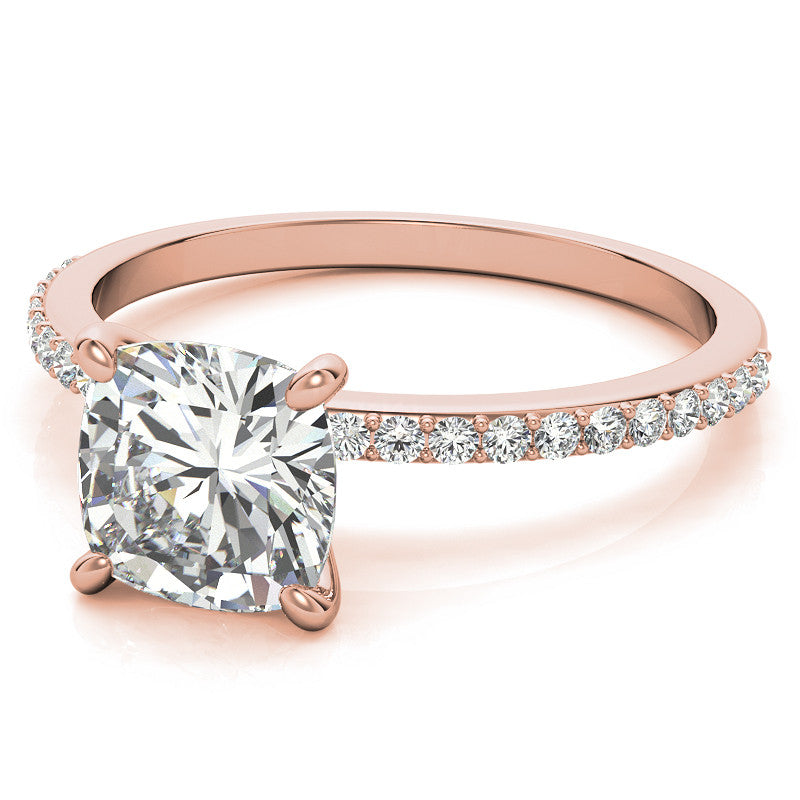 Cushion Moissanite Engagement Ring with Claw Prongs