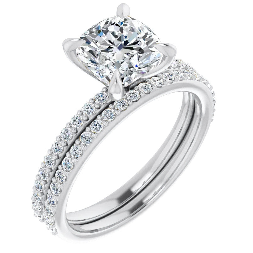 Cushion Moissanite Engagement Ring with Claw Prongs