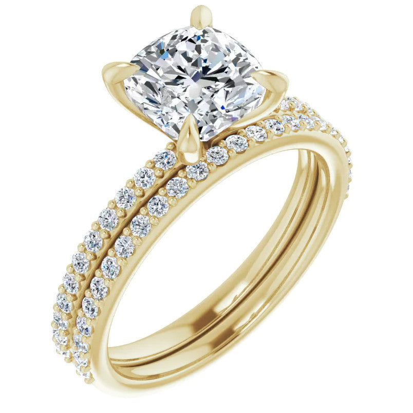 Cushion Moissanite Engagement Ring with Claw Prongs