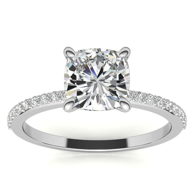 Cushion Moissanite Engagement Ring with Claw Prongs