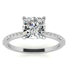 Cushion Moissanite Engagement Ring with Claw Prongs