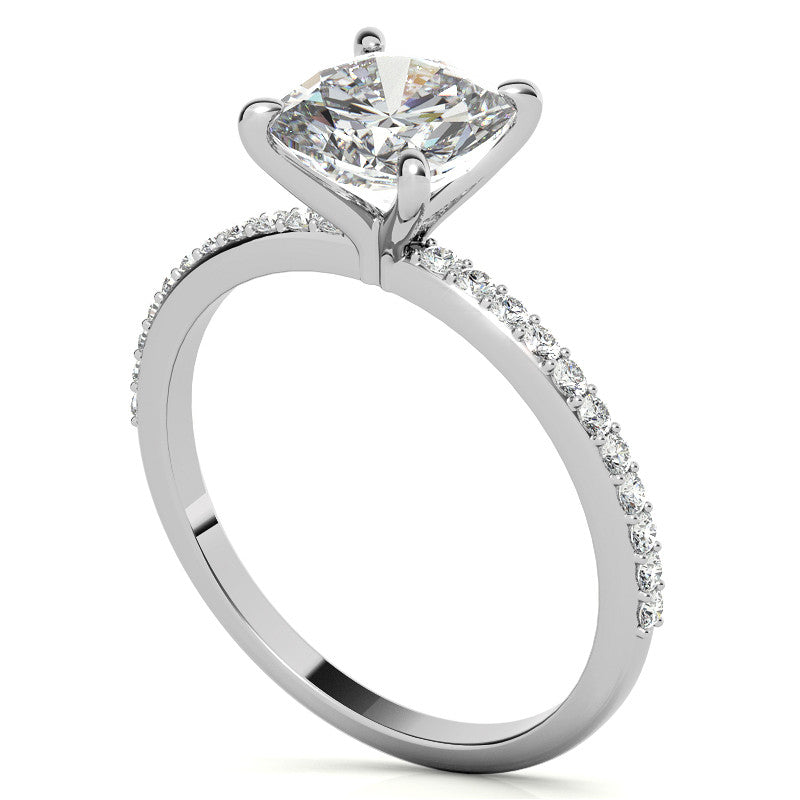 Cushion Moissanite Engagement Ring with Claw Prongs