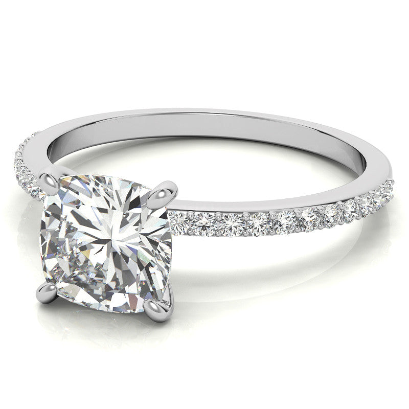 Cushion Moissanite Engagement Ring with Claw Prongs