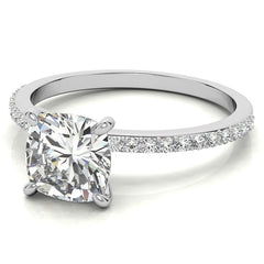Cushion Moissanite Engagement Ring with Claw Prongs