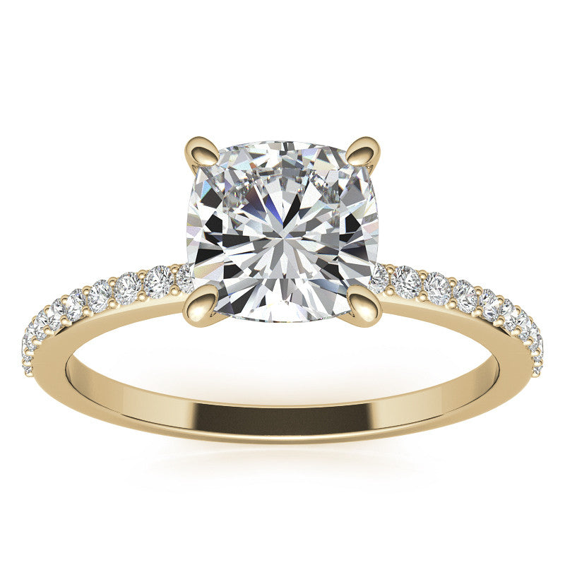Cushion Moissanite Engagement Ring with Claw Prongs