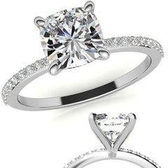 Cushion Moissanite Engagement Ring with Claw Prongs