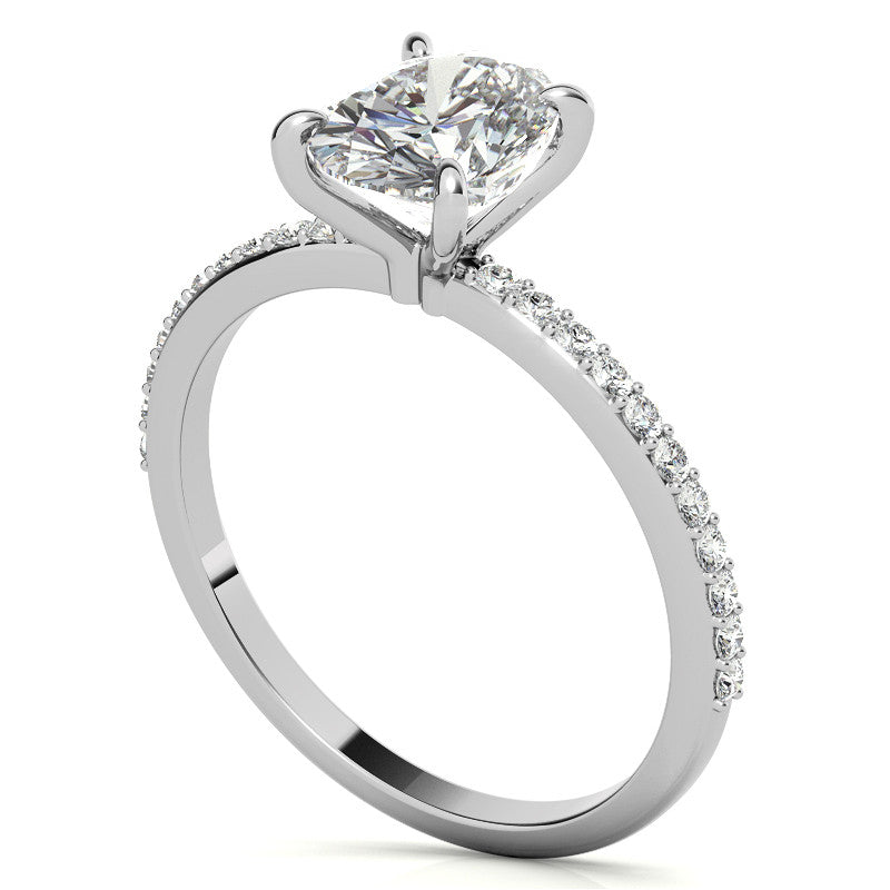 Oval Moissanite Engagement Ring with Claw Prongs