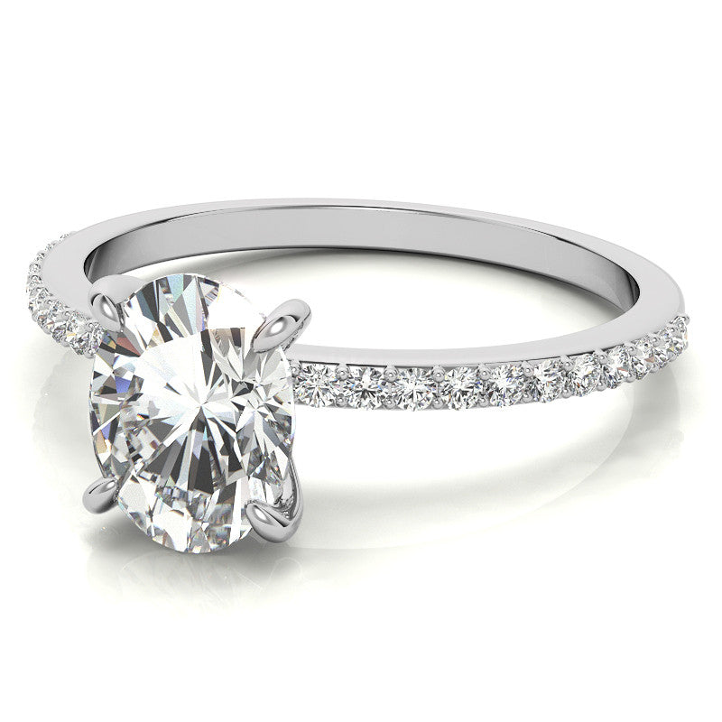 Oval Moissanite Engagement Ring with Claw Prongs