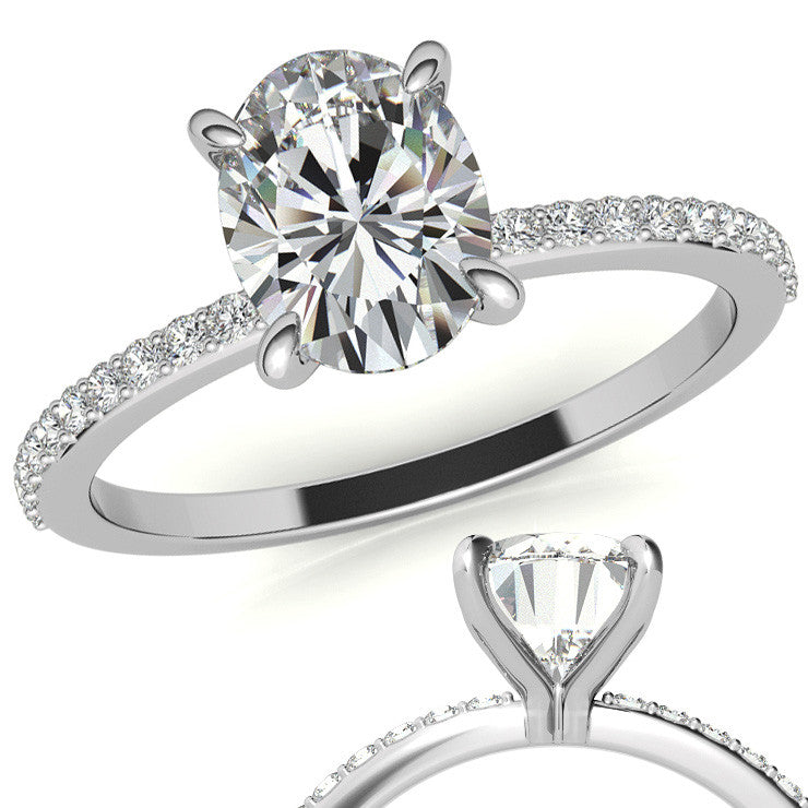 Oval Moissanite Engagement Ring with Claw Prongs