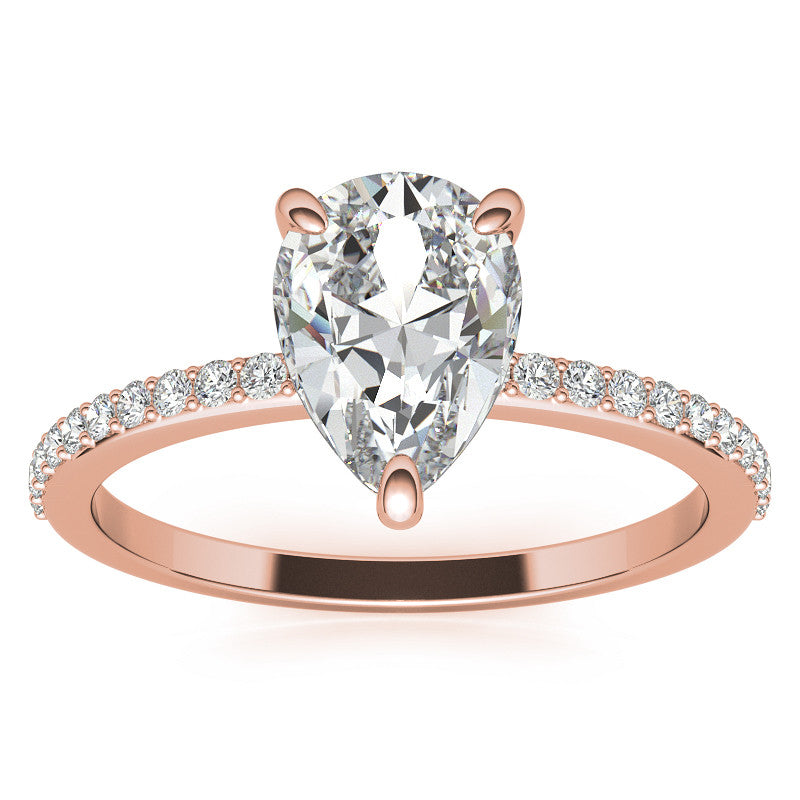 Pear Moissanite Engagement Ring with Claw Prongs