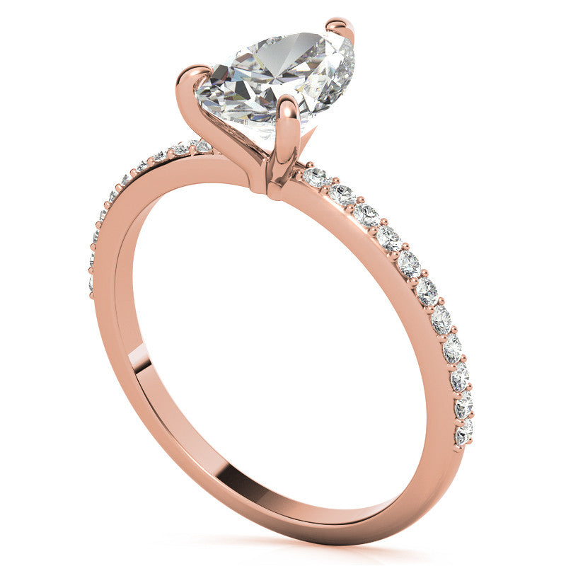 Pear Moissanite Engagement Ring with Claw Prongs