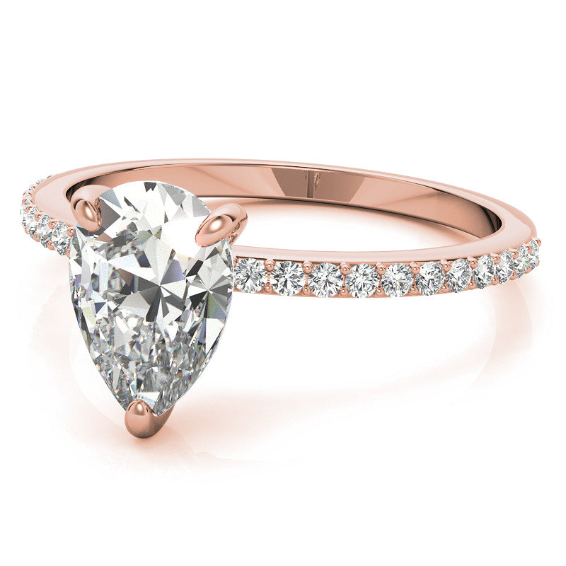 Pear Moissanite Engagement Ring with Claw Prongs