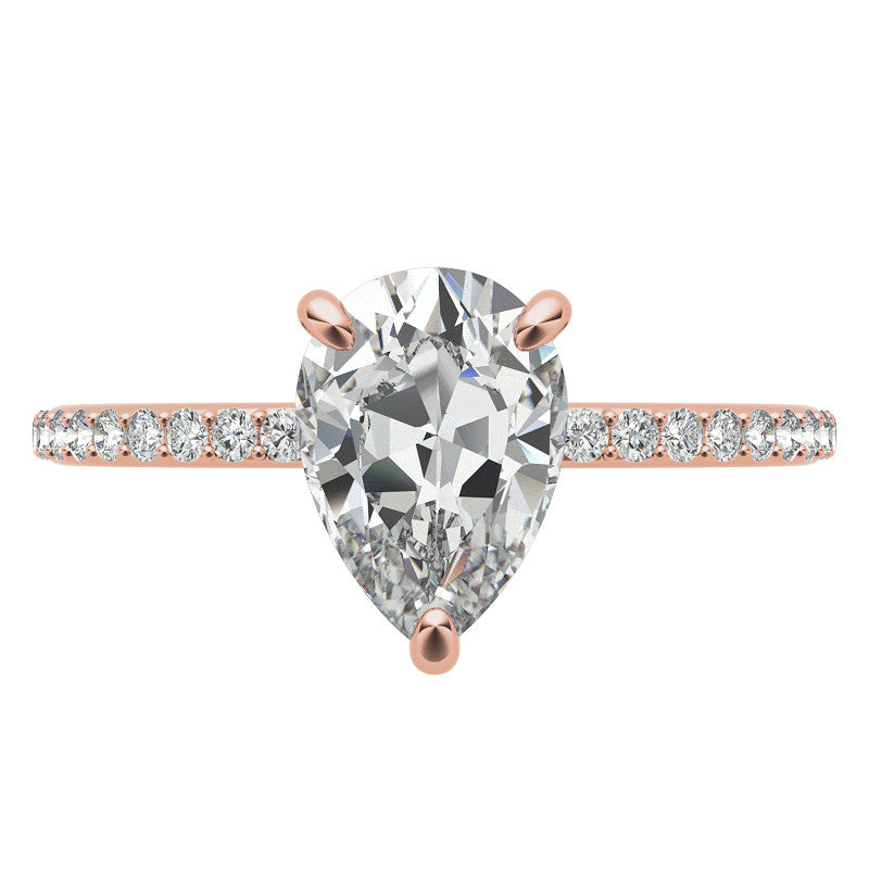 Pear Moissanite Engagement Ring with Claw Prongs