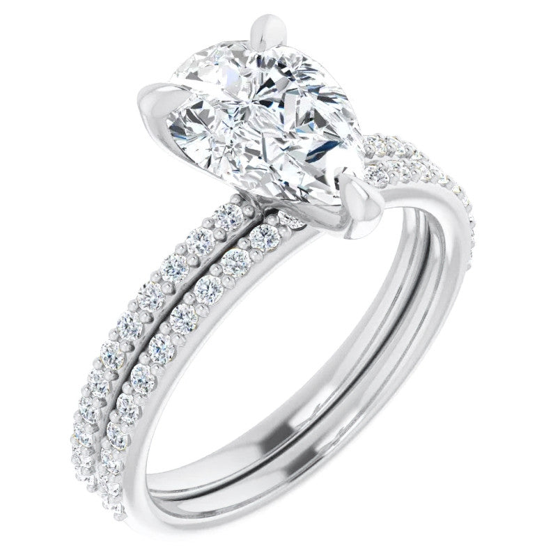 Pear Moissanite Engagement Ring with Claw Prongs