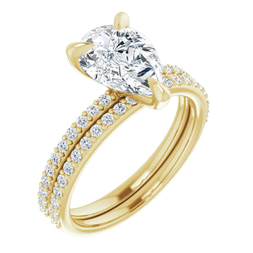 Pear Moissanite Engagement Ring with Claw Prongs