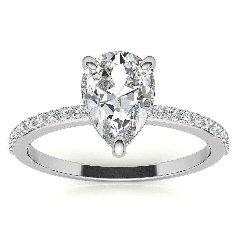 Pear Moissanite Engagement Ring with Claw Prongs