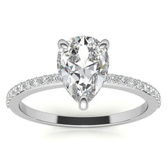 Pear Moissanite Engagement Ring with Claw Prongs