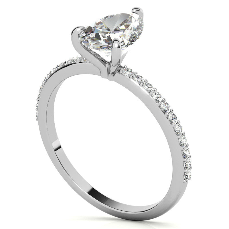 Pear Moissanite Engagement Ring with Claw Prongs