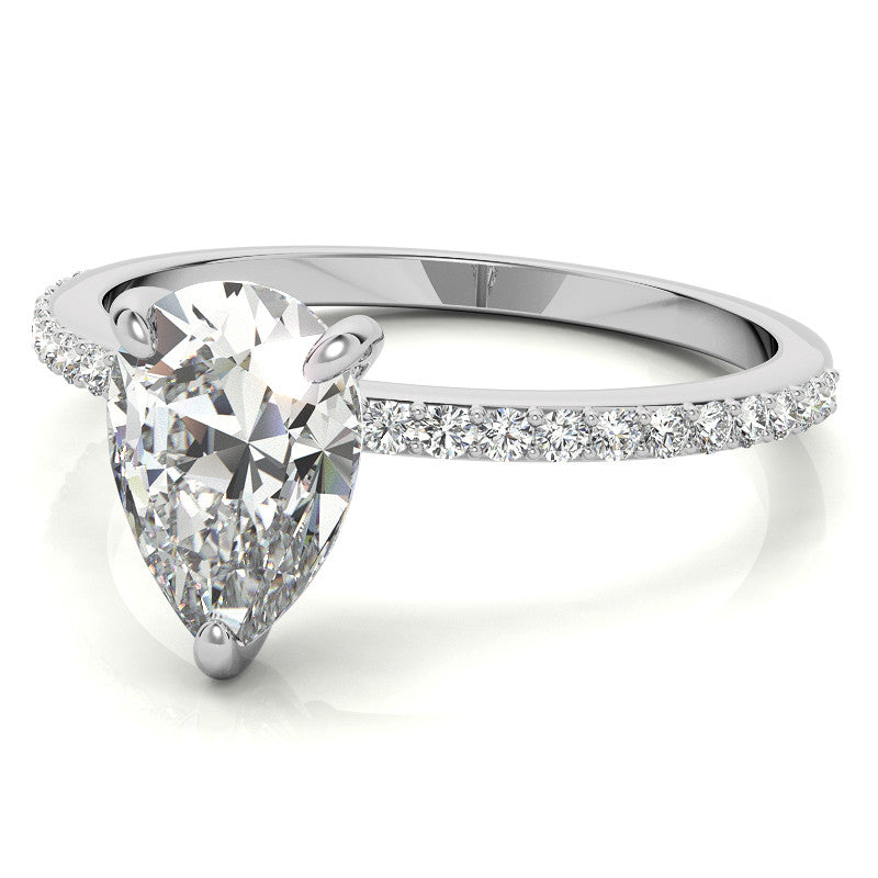 Pear Moissanite Engagement Ring with Claw Prongs