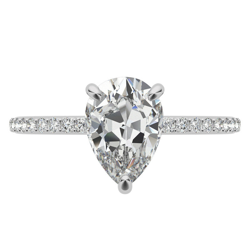 Pear Moissanite Engagement Ring with Claw Prongs