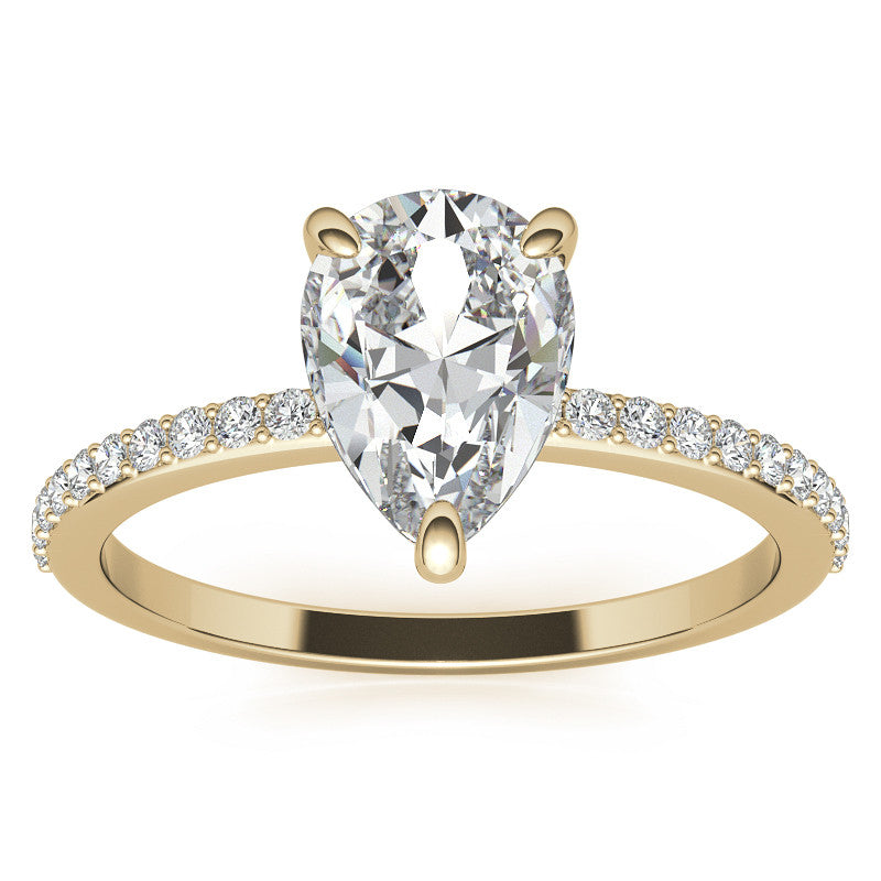 Pear Moissanite Engagement Ring with Claw Prongs