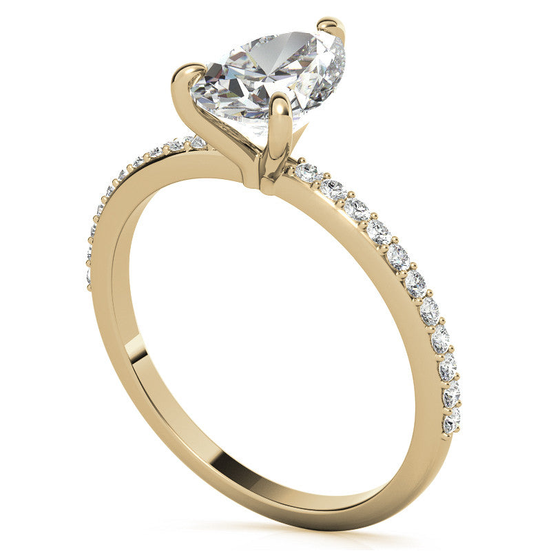 Pear Moissanite Engagement Ring with Claw Prongs