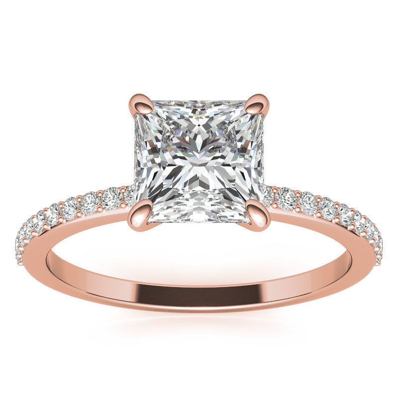 Princess cut Moissanite Engagement Ring with Claw Prongs