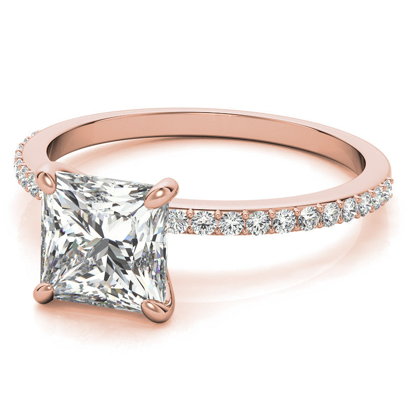 Princess cut Moissanite Engagement Ring with Claw Prongs