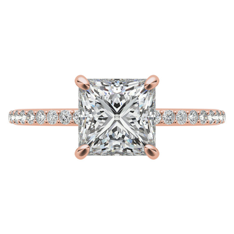 Princess cut Moissanite Engagement Ring with Claw Prongs