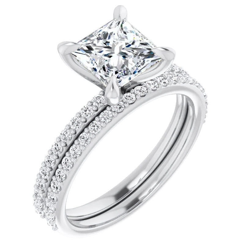 Princess cut Moissanite Engagement Ring with Claw Prongs