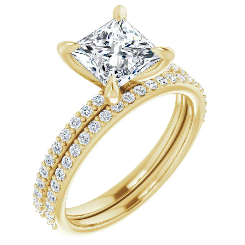 Princess cut Moissanite Engagement Ring with Claw Prongs