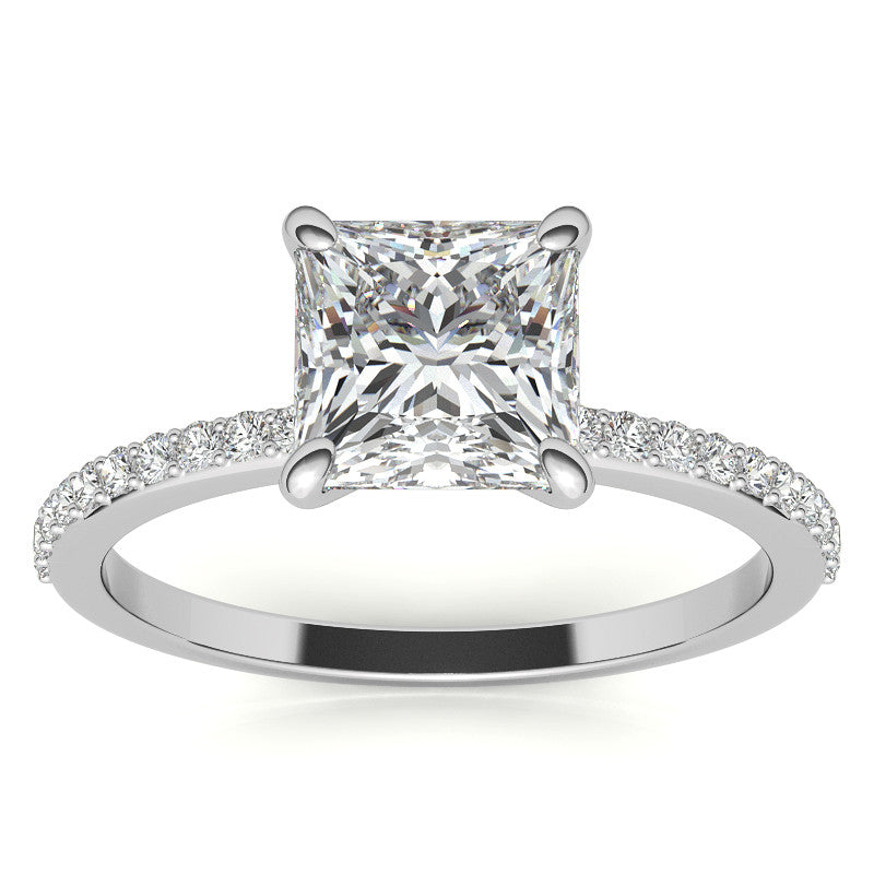 Princess cut Moissanite Engagement Ring with Claw Prongs