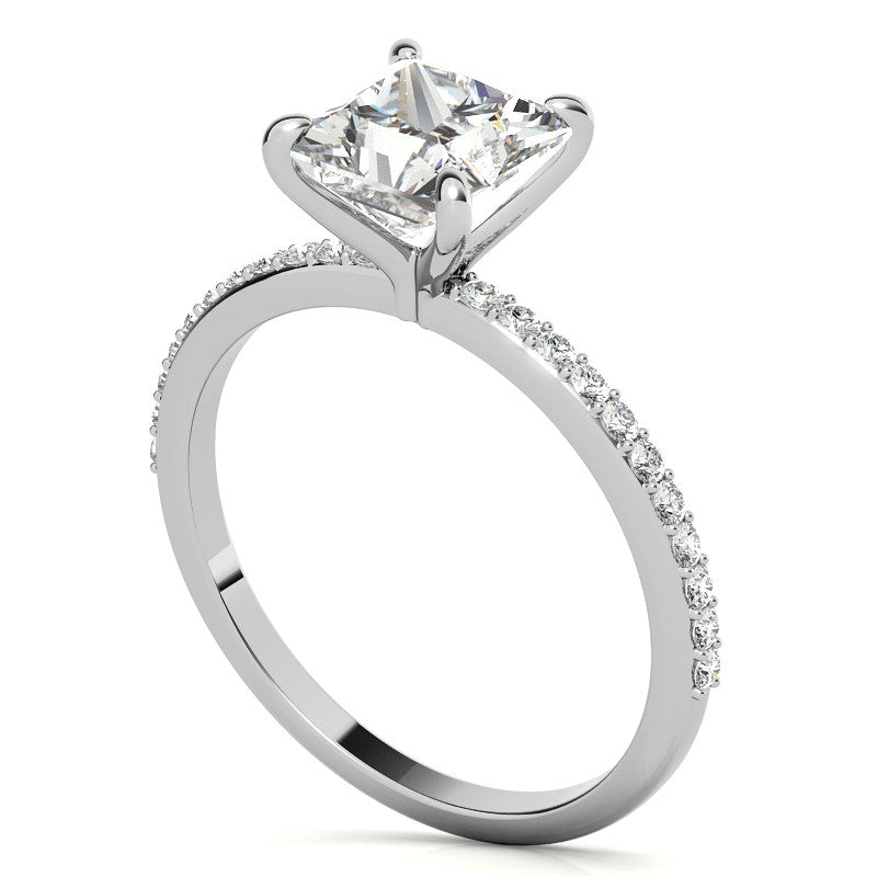 Princess cut Moissanite Engagement Ring with Claw Prongs
