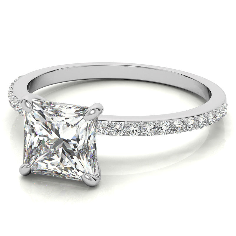 Princess cut Moissanite Engagement Ring with Claw Prongs